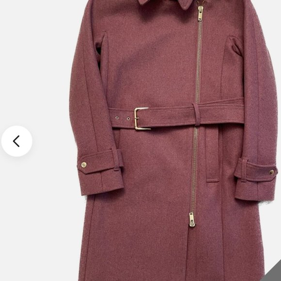 J. Crew Melton wool coat in Mauve Belt zip up size-00 - Picture 4 of 6